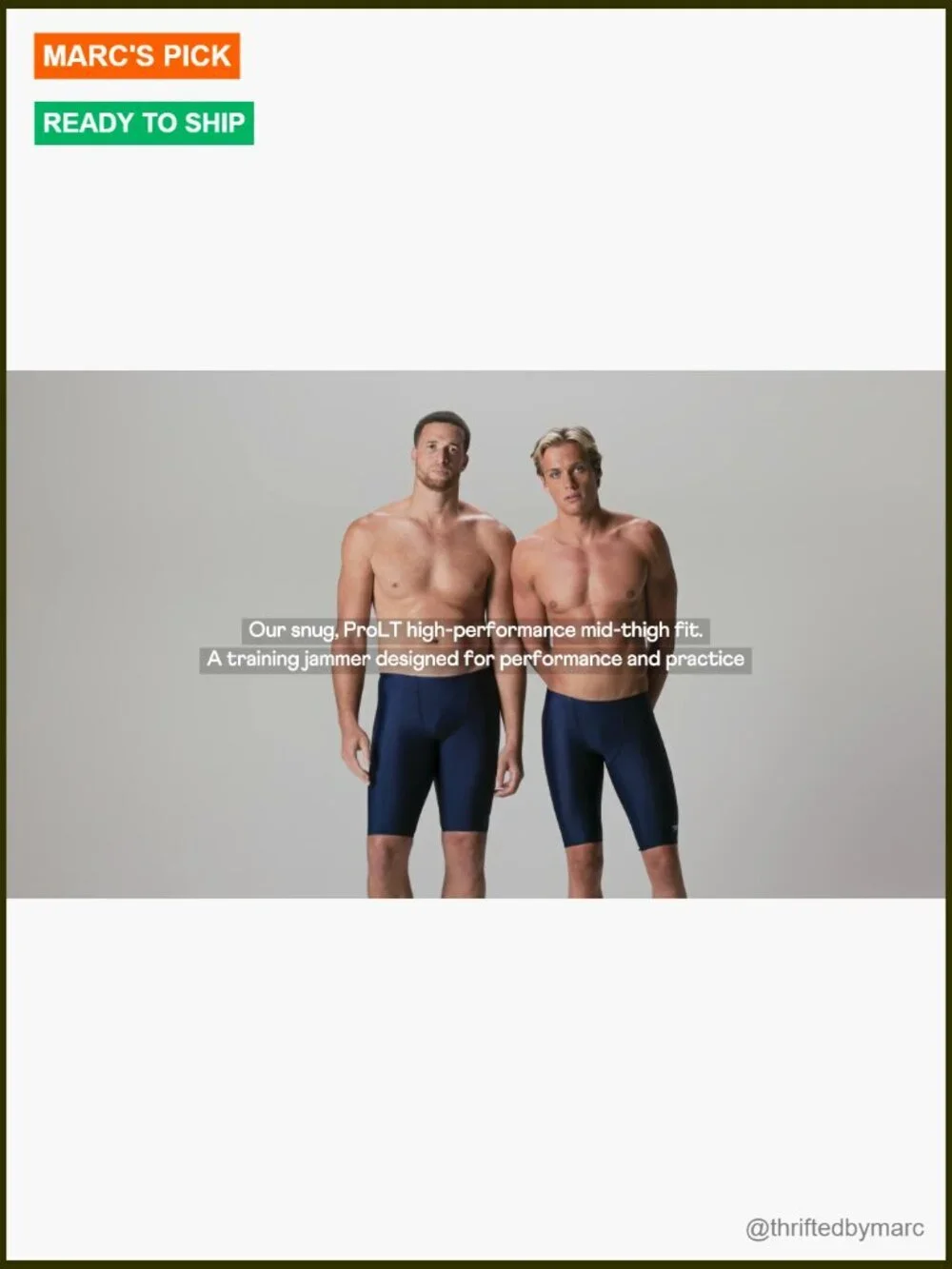 Men's ProLT Solid Jammer Swim Bottom - Mid Rise, Pull On, High Compression
